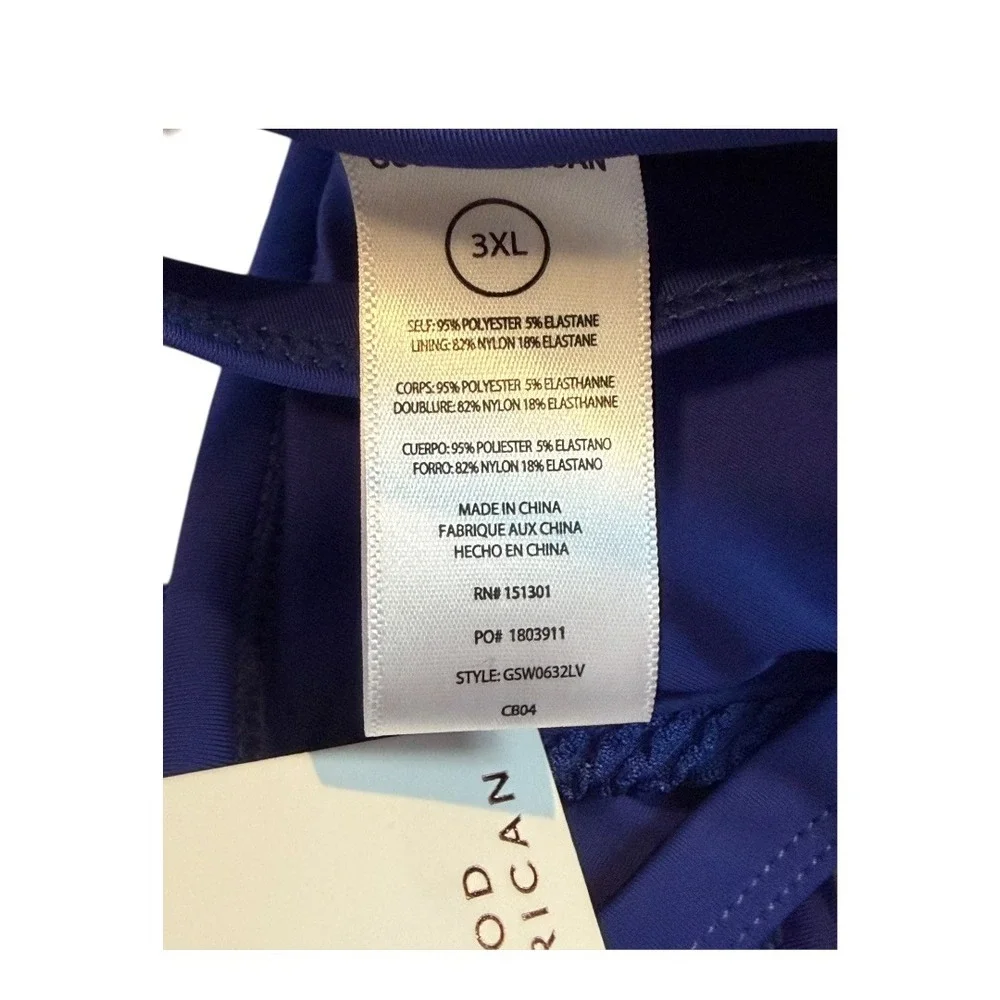 Good American Capri Blue Textured Triangle Bikini‎ Top GSW0632LV 3XL NWT